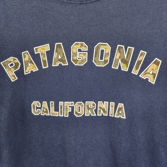Patagonia Mens Slim Fit Organic Cotton Camo Print Letters Short Sleeve Tee M - Picture 3 of 4